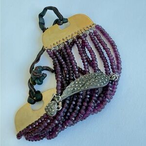 Elegant Purple Beaded Bracelet with Silver Accents